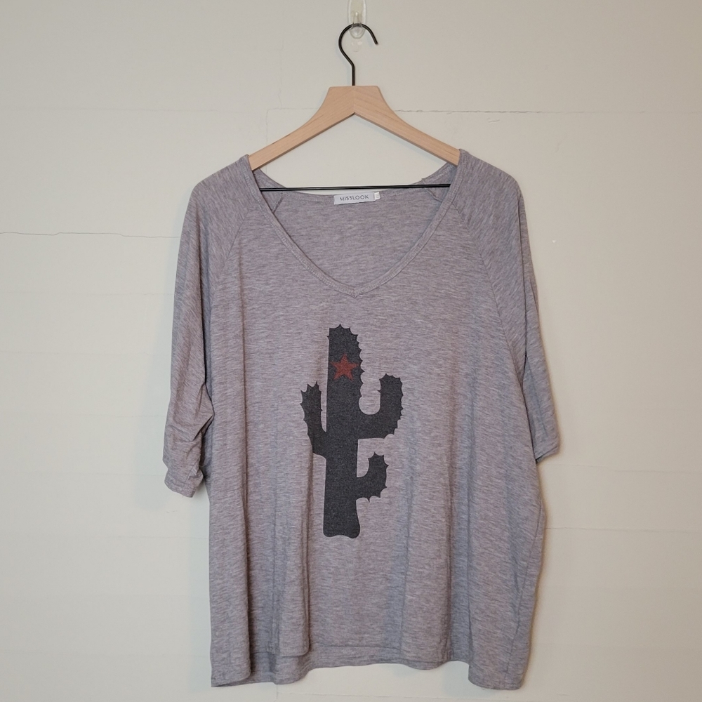 Misslook | Heather Gray Cactus Tee